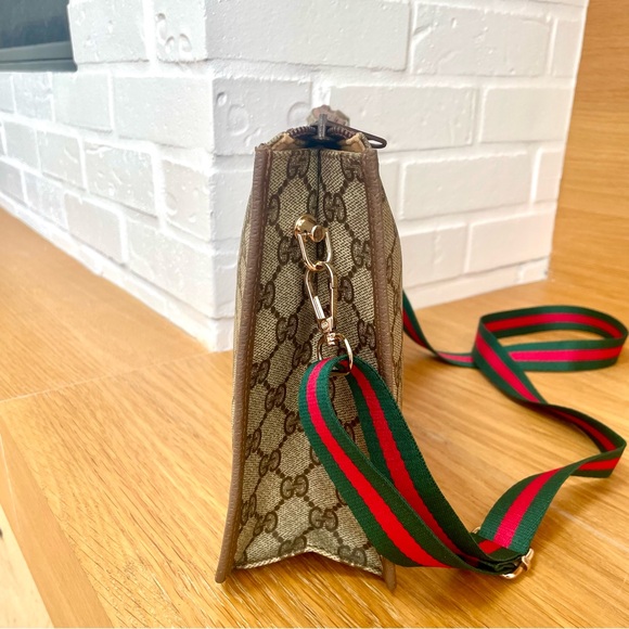 Gucci Brown GG Monogram Crossbody with Green and Red Stripe - Picture 4 of 12